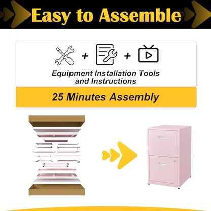 SteeLoong 2 Drawer File Cabinets,Metal Office File Cabinet with Lock,Pink - color: Pink, style: 2 Drawer Light Duty