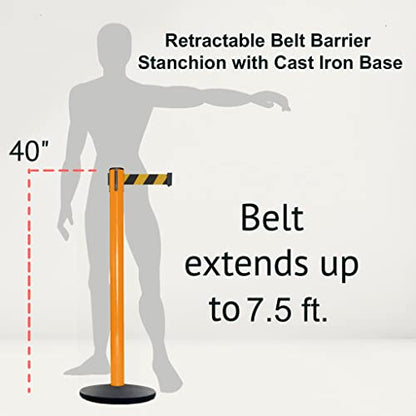 Montour Line MSI630 Set of 2 Retractable Belt Barrier Stanchions - color: Blue and white diagonal, size: 7.5 ft