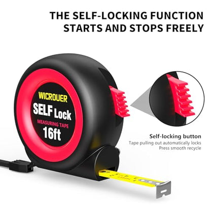 Tape Measure 16FT, Self-Locking, Imperial Metric Scale, High Precision - color: 16FT