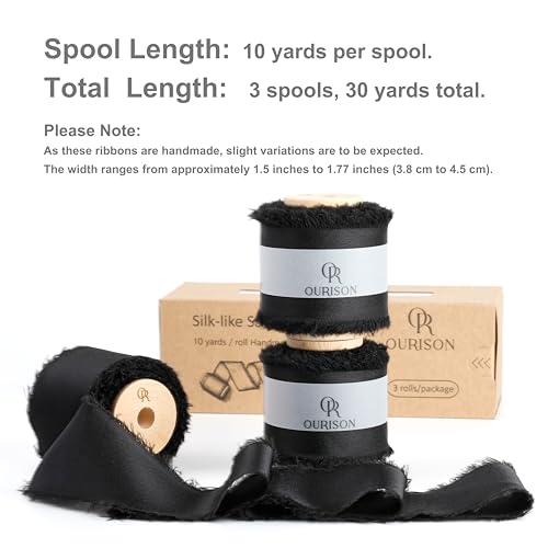 Silk Satin Ribbon 1-1/2 Inch x 30 Yards Black - color: Black