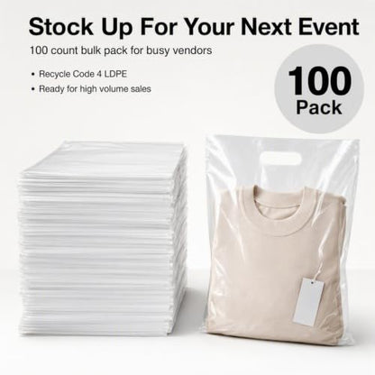 9"x12" Clear Plastic Bags With Handles - 2.25 Mil Extra Thick - 100 Pack - size: 9" x 12"