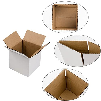 SUNLPH White Shipping Boxes 4x4x4 Inches Small Corrugated Cardboard Boxes, 25 Pack - size: 4 x 4 x 4