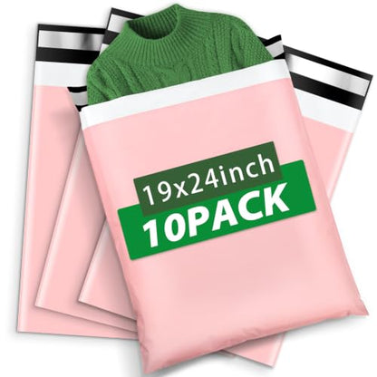 10Pack Thick Large Poly Mailers Bags 19x24 for Clothes and Small Bussiness - color: Pink, size: 10 Pack-19x24