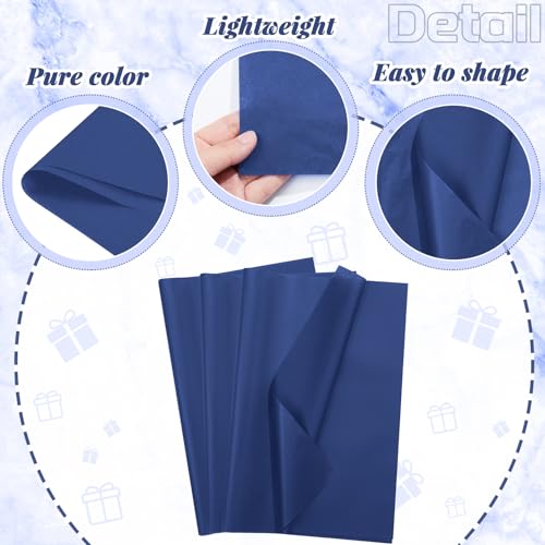 500 Sheets Navy Blue Tissue Paper Bulk 20 x 30 Inch for Rosh Hashanah Gifts - color: Navy Blue, size: 20 x 30 Inch, style: Classic