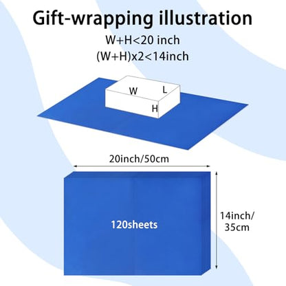 120 Sheets 14 x 20 Inch Blue Tissue Paper for Gift Bag Wrapping - color: Blue