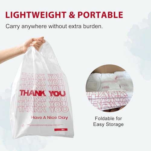 Soeos Thank You Plastic Bags, 280 Count, 11.5" x 6.5" x 21", White Shopping Bag with Handles for Grocery, Convenient Store, Restuarant (Made in USA) - size: 280 Count (Pack of 1)