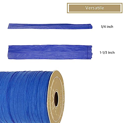 Raffia Ribbon for Gift Wrapping, Packing Paper Twine, Craft Ribbon Raffia Yarn for Crochet - 1/4'' Wide, 100 Yards, Royal Blue - color: Royal Blue