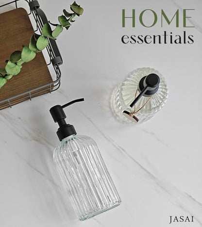 JASAI 18Oz Simple Glass Soap Dispenser with Black Rust Proof Pump. - color: Clear-black Pump, size: 1 Pack