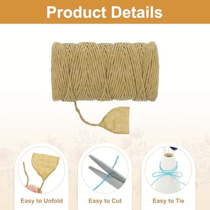 MECCANIXITY Raffia Ribbon 98 Yard Natural Paper String 2mm Wide Brown - color: Brown