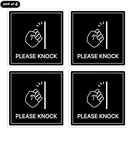 PLEASE KNOCK Self-Adhesive PVC Door Sign | Privacy Reminder Sticker - color: PLEASE KNOCK