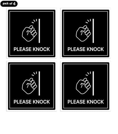 PLEASE KNOCK Self-Adhesive PVC Door Sign | Privacy Reminder Sticker - color: PLEASE KNOCK