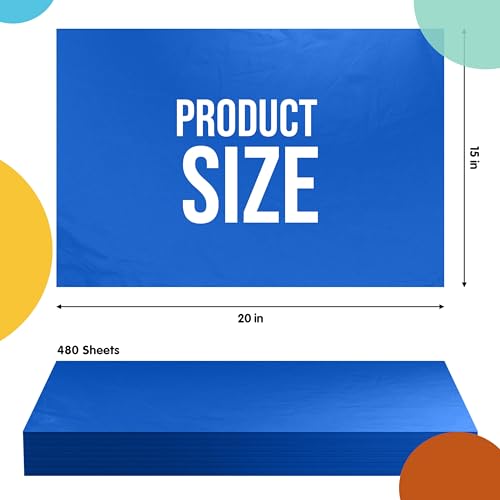 Party Solids Dark Blue Tissue Paper for Gift Bags 15" X 20" 480 Sheets - color: Dark Blue, size: 15" X 20"