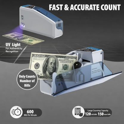 DETECK DT5SB Portable Money Counter Machine with Counterfeit Detection UV/WM - Handy Currency Counting Quantity of Bills only, for Small Cash Counting Machine (DT5SB Rechargeable Battery Included) - style: DT5SB Rechargeable Battery Included