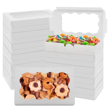 60 Pack 7 x 4 3/8 x 1.5 Inch Cookie Boxes with Clear Window - color: 60PCS White Boxes
