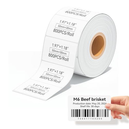 iDPRT 1.97" 1.18" Multi-Purpose Direct Thermal Labels (50mm30mm), Thermal Sticker for Address/Barcode/Mailing, Compatible with iDPRT SP460BT/SP410/SP310/SP320, Rollo, Zebra, Phomemo, etc, 800pcs - size: 1.97"×1.18" (40mm×30mm)
