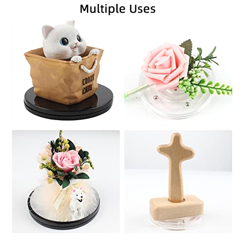 TamBee 4PC 4Inch Acrylic Lazy Susan Turntable Organizer Revolving Display Base White Acrylic for Spice Rack Table Cake Kitchen Pantry Decorating - size: 4 inch Clear
