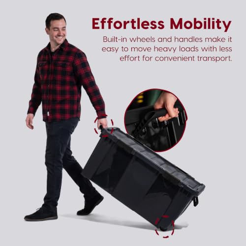 IRIS USA 2-Pack 32 Gal Heavy Duty Rolling Storage Totes with lids, Black - color: Black, size: 32 Gal - 2 Pack