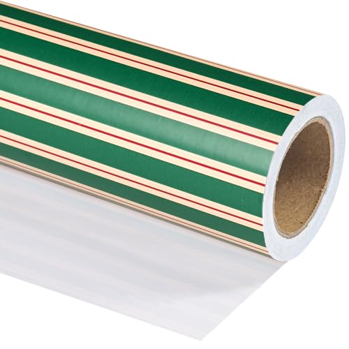 WRAPAHOLIC Christmas Wrapping Paper - Mini Roll - 17 Inch x 16.5 Feet - Elegant Red and Green Stripe Wrapping Paper for Christmas, Birthday, Wedding, Baby Shower - color: Stripes - Red & Green, size: 17 inch x 16.5 feet