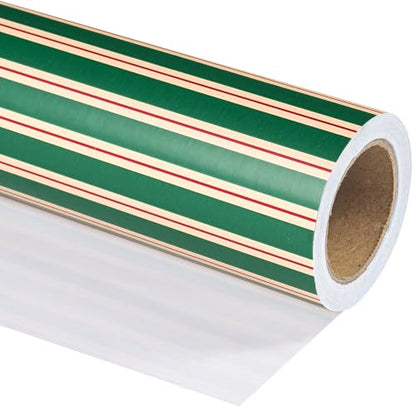 WRAPAHOLIC Christmas Wrapping Paper - Mini Roll - 17 Inch x 16.5 Feet - Elegant Red and Green Stripe Wrapping Paper for Christmas, Birthday, Wedding, Baby Shower - color: Stripes - Red & Green, size: 17 inch x 16.5 feet