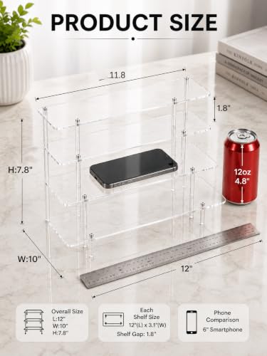 4 Tier Acrylic Display Riser Stand, Clear Perfume Organizer, Cupcake Stand