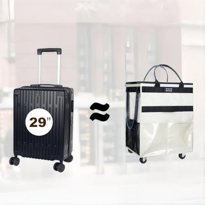Reusable Grocery Bag with Wheels, Large Beige Rolling Tote - color: Beige, size: Large
