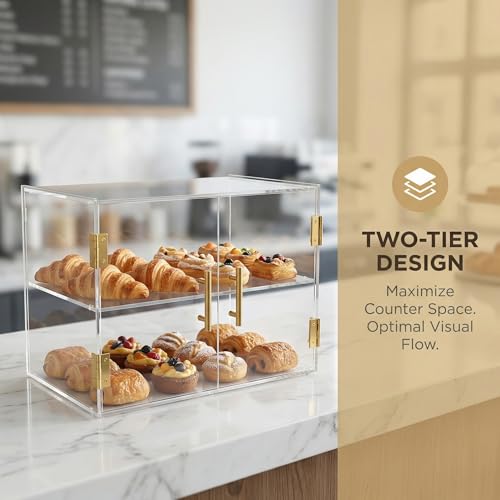 2 Tiers Countertop Bakery Display Case - size: 2 Tiers