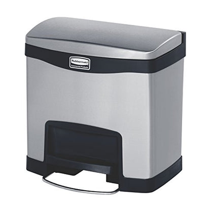 Rubbermaid Commercial Products Slim Jim Front Step-On Trash Can, 4-Gallon, Black Stainless Steel, Hands-Free Garbage Can/Container for Home/Kitchen/Office/Restaurant - color: Black, size: 4 Gallon