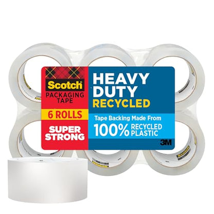 Scotch Heavy Duty Recycled Packing Tape, 1.88 in x 54.6 yd, 6 Rolls