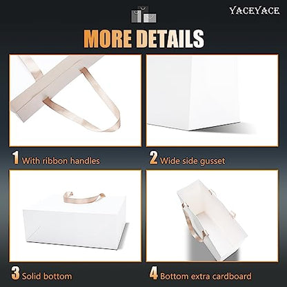 White Gift Bags Large Size, 20Pcs 12.5"x4.5"x11" Large Gift Bags - color: White, size: 12.5 x 4.5 x 11 Inch