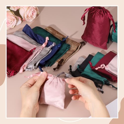uxcell 20pcs Velvet Drawstring Bags 3.2"x3.9" Small Jewelry Pouches Pink - color: Pink, size: 1 Count (Pack of 20)
