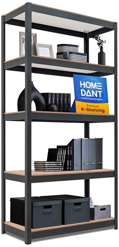 HOMEDANT House Black 36.2" W 5 Tier Storage Shelves Garage Shelving Unit - color: Black, size: 36.2"W x 16.5"D