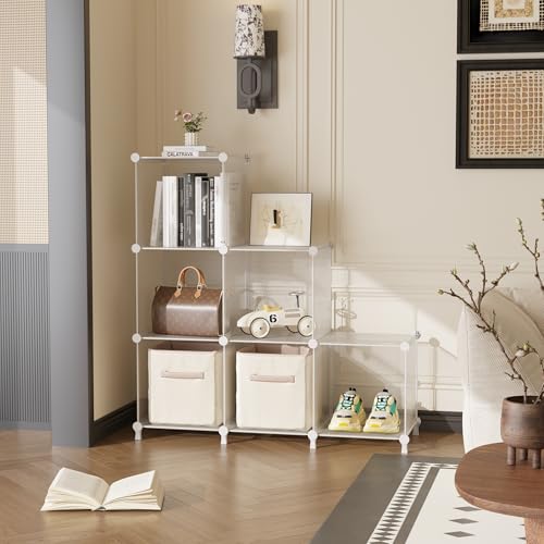 AWTATOS Cube Storage Organizer, Closet Organizers, 6 Cube Shelf, Clear - color: Translucent Twill