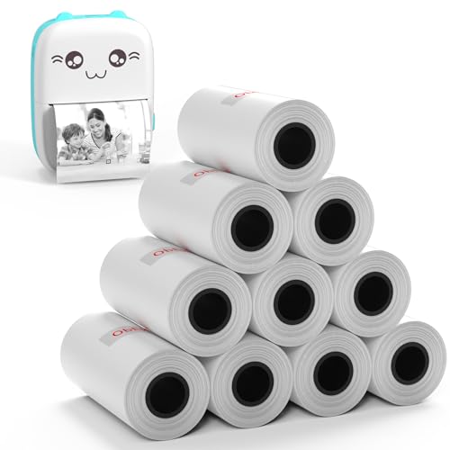 57x30mm Thermal Paper White 10 Rolls, Non-Adhesive Thermal Paper Roll for Mini Printer Instant Camera Printer Refill