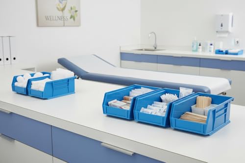 7.5" x 4" x 3" (24 Pack) Plastic Stackable Storage Bin, Hudson Blue - color: Hudson Blue, size: 24 Pack