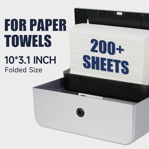 AIKE 200 Sheets Wall Mount Paper Towel Dispenser,Fit Multifold Paper,Silver - color: Silver