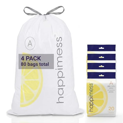 happimess 20-Count Lemon 8 Gal Drawstring Trash Bags, White, Pack of 4 - color: White (Lemon Scented), size: 80 Count (Pack of 1)