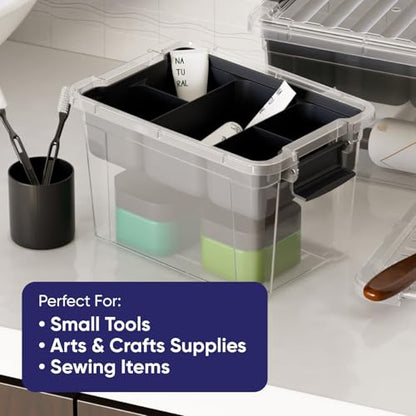 Superio Small Storage Container Organizing Bin with Removable Tray Deep Plastic Tools, Sewing, Crafts Box, 4.75 Qt. - size: Mini 4.7 Qt. X Deep