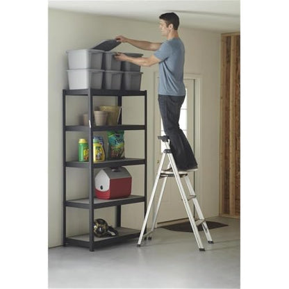 COSCO 3-Step 5' Lite Solutions Folding Step Stool 225 lb. Capacity - Aluminum