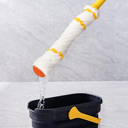 Self-Wringing Twist Mop, Microfiber Mop for Floor Cleaning, 57" Long Handle - color: Yellow (1 Handle & 1 Mop Head)