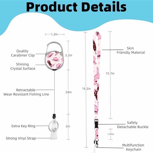 Vertical ID Badge Holder with Detachable Lanyard - Pink Hat - color: Pink Hat