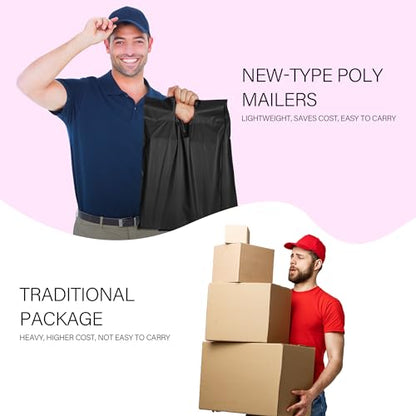 Poly Mailers 10x13 Inch, 25 Pack, Black Self-Seal Handle Bags - color: Handleblack, size: 10x13 Inch 25 Pcs