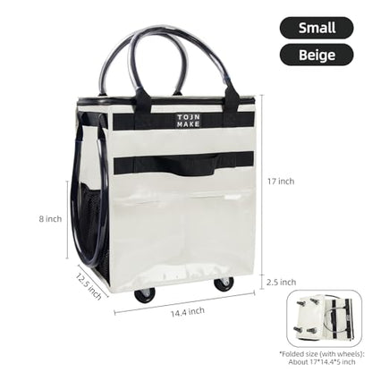 Reusable Grocery Bag on Wheels, Rolling Tote, 46 LBS, Small, Beige - color: Beige, size: Small