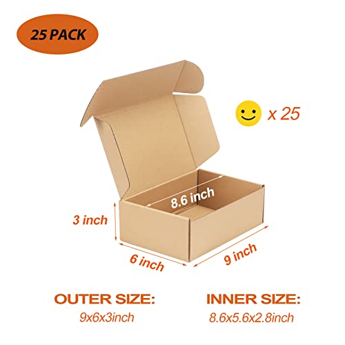 PHAREGE 25 Pack 9x6x3 inch Small Shipping Boxes, Brown Mailing Boxes - color: Brown, size: 9x6x3 inch 25 Pack