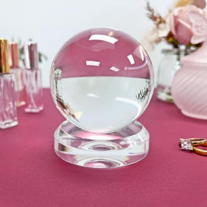 Plymor 3" W x 3" D Clear Round Egg/Sphere Base (1.5" Hole) (2 Pack) - size: 3" x 3" x 0.75"