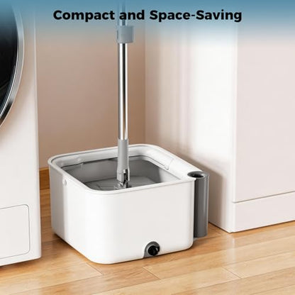 Masthome Spin Mop and Bucket Set,Separate Clean & Dirty Water Tank - color: Grey-large