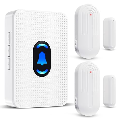 Daytech Wireless Door Chime Alarm System - 800ft Range, 20 Melodies, 5 Volume Levels, LED Alert with 2 Sensors + 1 Receiver for Home, Business, Office & Store Security - color: 2 Sensors + 1 Receiver