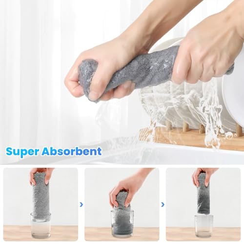 12 Pack Cleaning Cloth,Ultra Soft Absorbent Quick Drying Microfiber Cleaning Rags,No Scratches,Reusable,Washable,Lint Free Cleaning Towels for Kitchen,Window,Glass,car,11.8"×11.8"(Dark Grey) - color: Dark Grey
