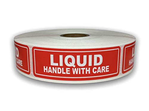 1x3 Liquid Labels Shipping Handle with Care Fragile Adhesive Stickers (1) Roll of 500 Labels