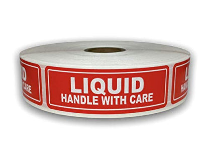1x3 Liquid Labels Shipping Handle with Care Fragile Adhesive Stickers (1) Roll of 500 Labels