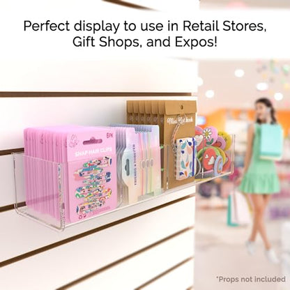 Marketing Holders 2 Pack Slatwall Acrylic Retail Tray Four Compartment Dump Bin Clear Product Merchandise Storage Caddy for Businesses POP Display - size: 15.75" Wide 4 Pocket